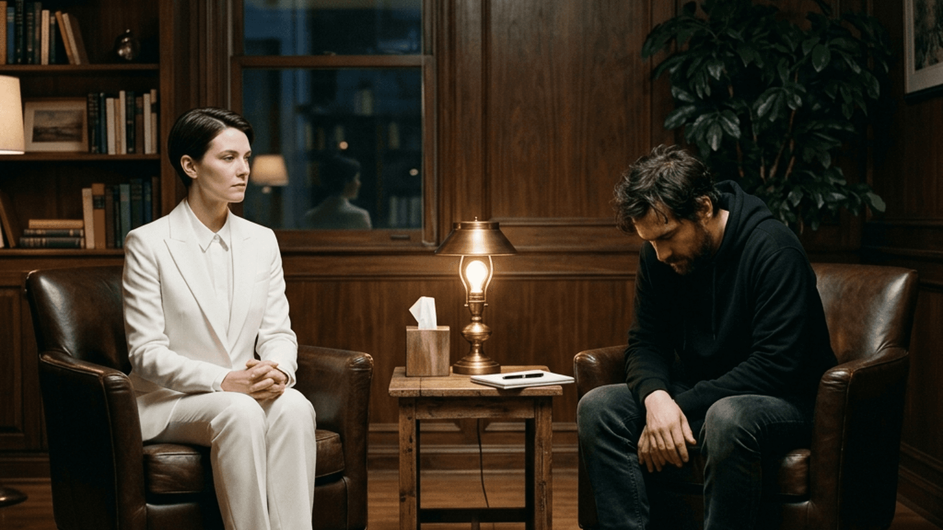 SYS.LOG — AI and developer in couples counselling. AI-generated imagery.